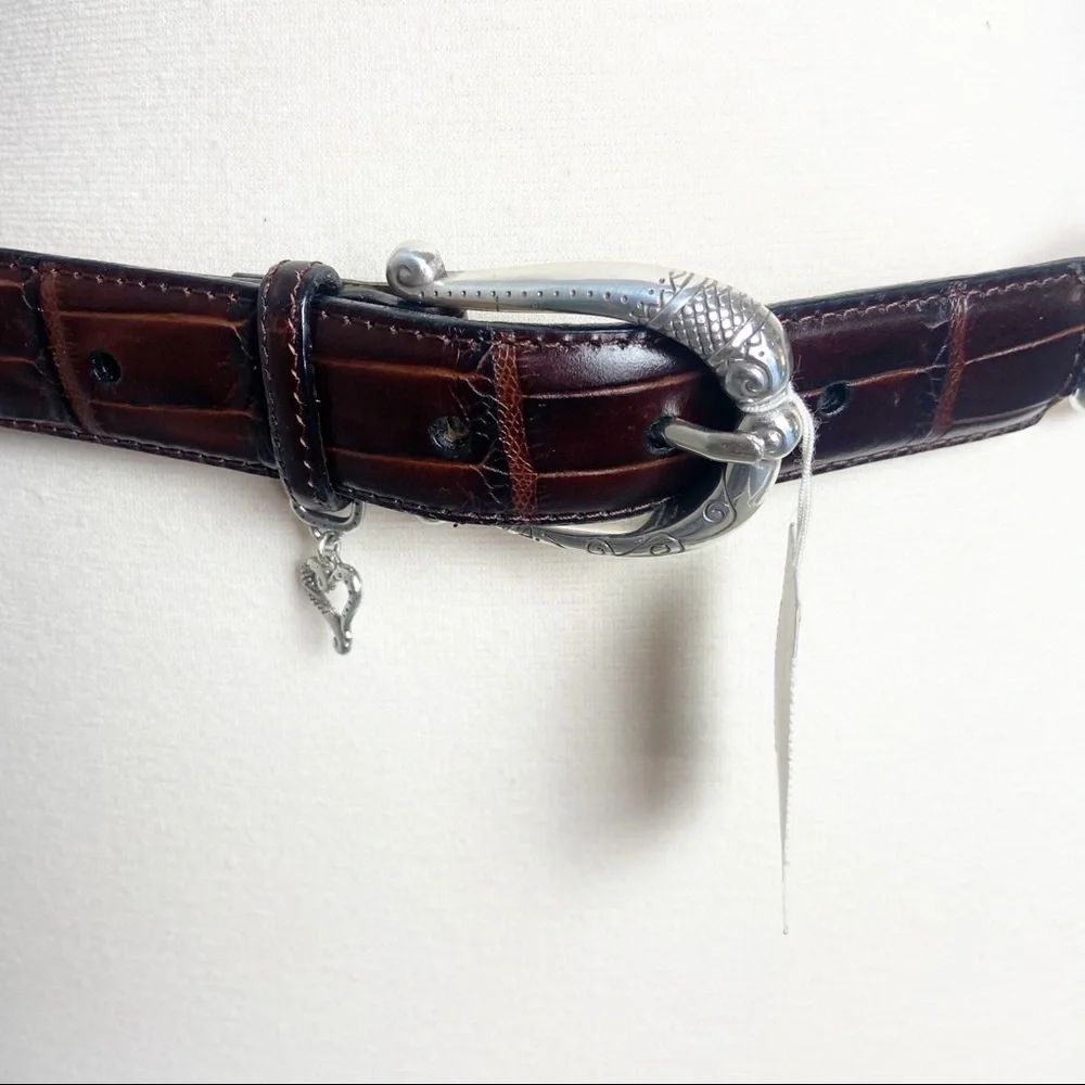 Vintage Brighton Belt Silver Hardware Link ML/32 B30599 Dark Brown and Black